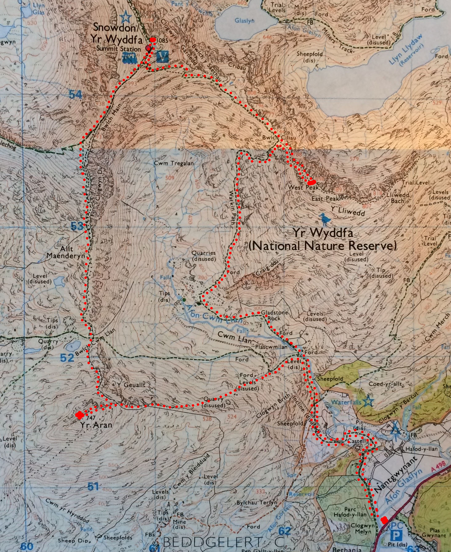 Map of three peaks route